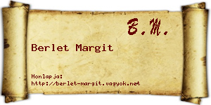 Berlet Margit névjegykártya